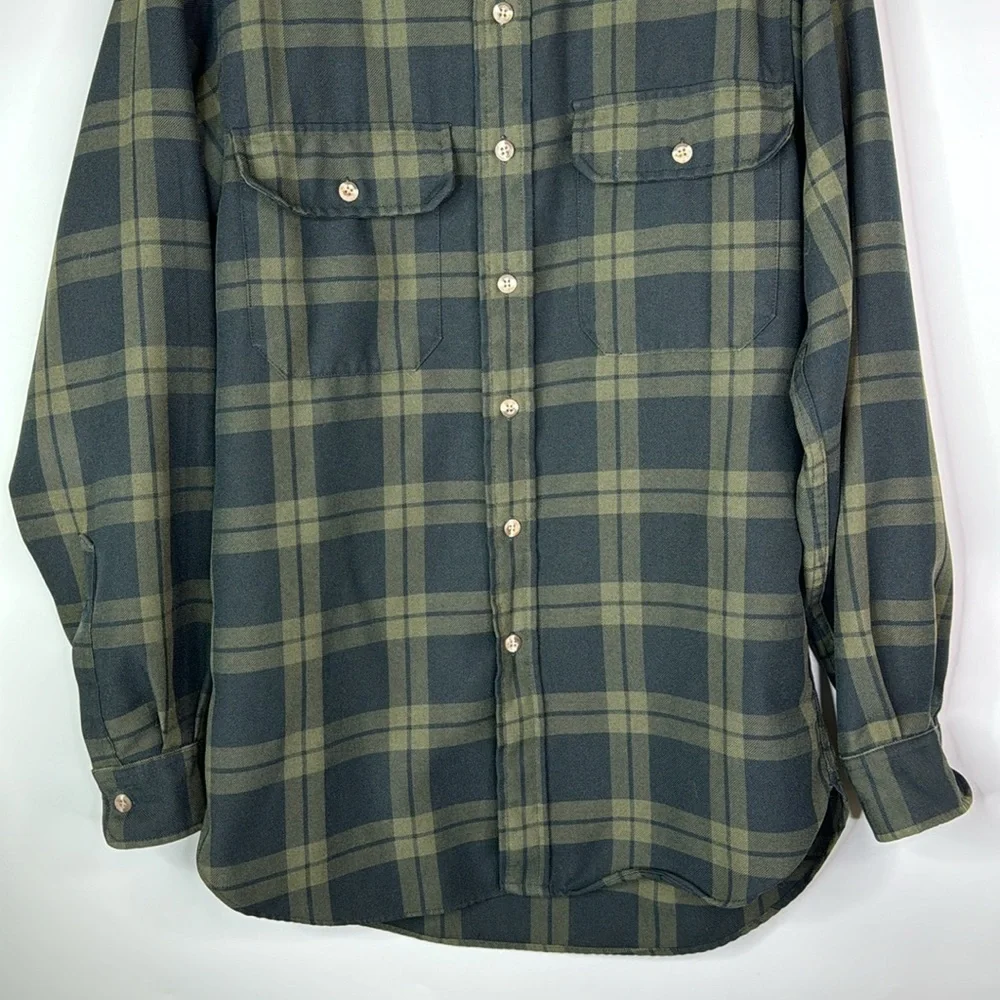 Gander Mountain Black Green Long Sleeve Button Down Shirt Size Medium
